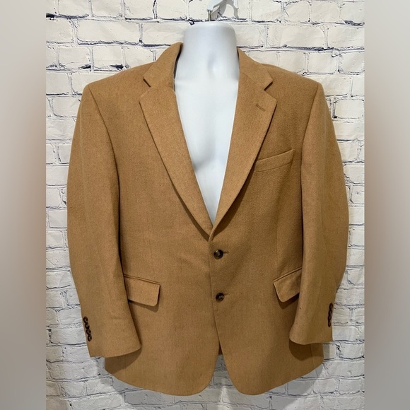 Jos A. Banks 100% Camel Hair Tan Blazer Sports Jacket Size 44R - Picture 1 of 10